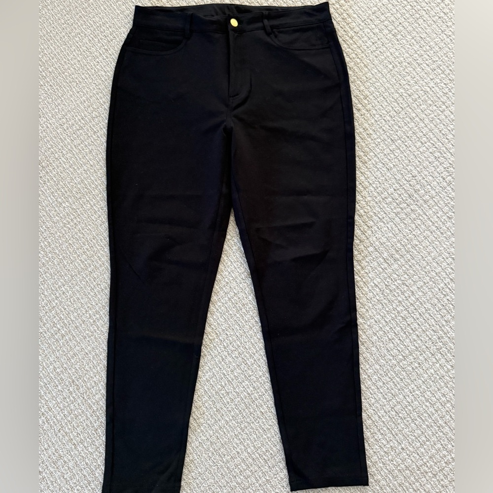 Michael Kors Women’s Size Large Black Slim Pants Gold MK Logo Hardware